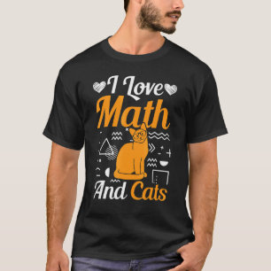 Camiseta Eu Amo Matemática E Gatos Gráfico Fofo De Matemáti