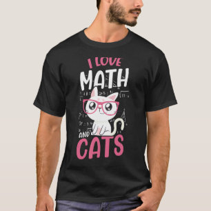 Camiseta Eu Amo Matemática E Gatos Gráfico Fofo Gato Matemá