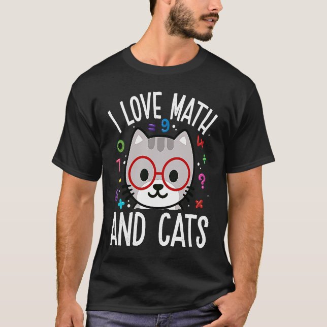 Camiseta Eu Amo Matemática E Gatos  Matemática  Gatinho Gat (Frente)