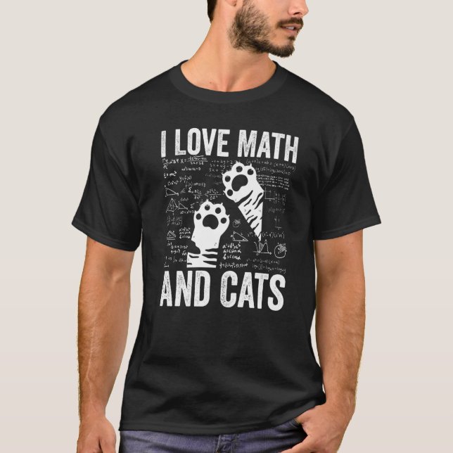 Camiseta Eu Amo Matemática E Gatos Para Gatos  1 (Frente)