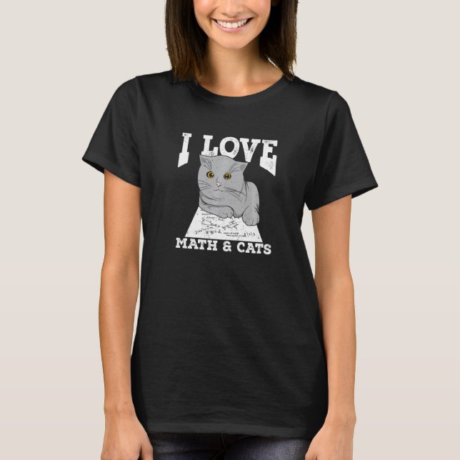 Camiseta Eu Amo Matemática E Gatos Premium (Frente)