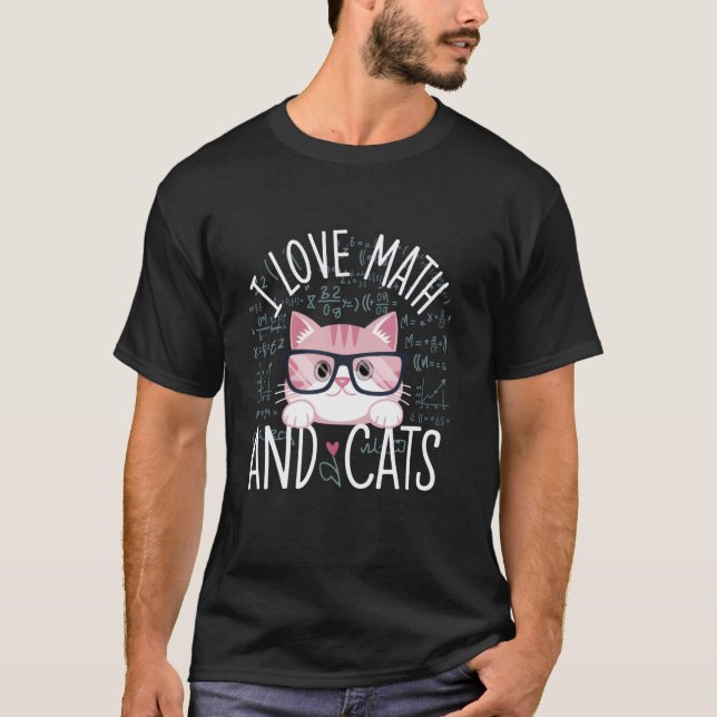 Camiseta Eu Amo Matemática e Gatos Presentes Bonitos e Nerd (Frente)