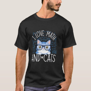 Camiseta Eu Amo Matemática e Gatos Presentes Fofos e Nerdy