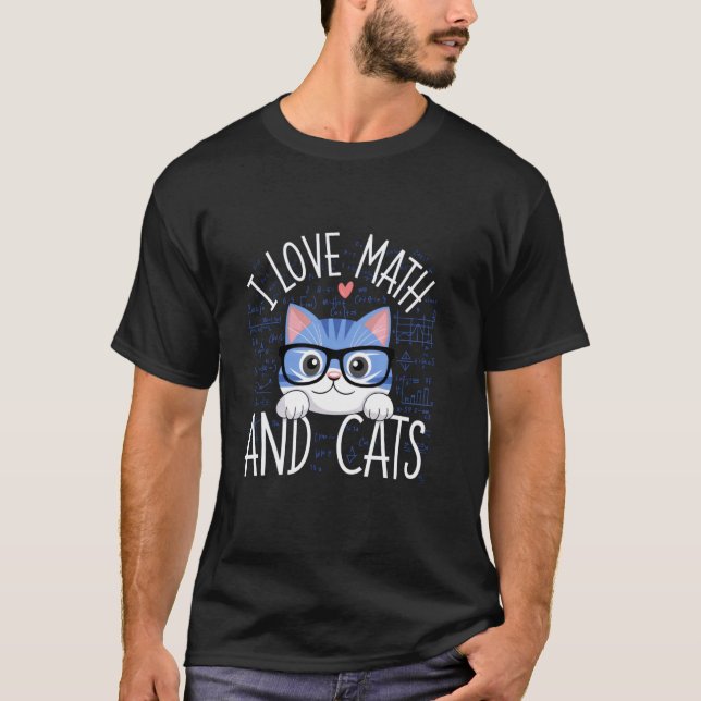 Camiseta Eu Amo Matemática e Gatos Presentes Fofos e Nerdy  (Frente)