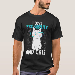 Camiseta Eu Amo Matemática e Gatos Probabilidade