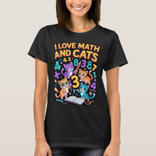 Camiseta Eu Amo Matemática E Gatos Professor Aluno