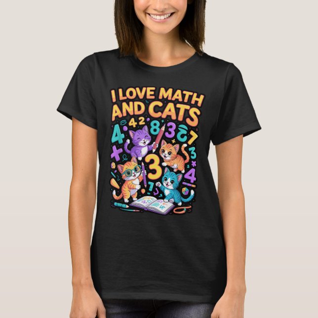 Camiseta Eu Amo Matemática E Gatos Professor Aluno  (Frente)