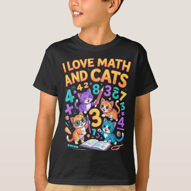 Camiseta Eu Amo Matemática E Gatos Professor Aluno  (Frente)
