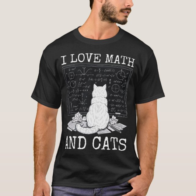 Camiseta Eu Amo Matemática e Gatos Professor Divertido de C (Frente)