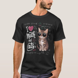 Camiseta Eu Amo Matemática e Gatos Professor Ensino de Mate