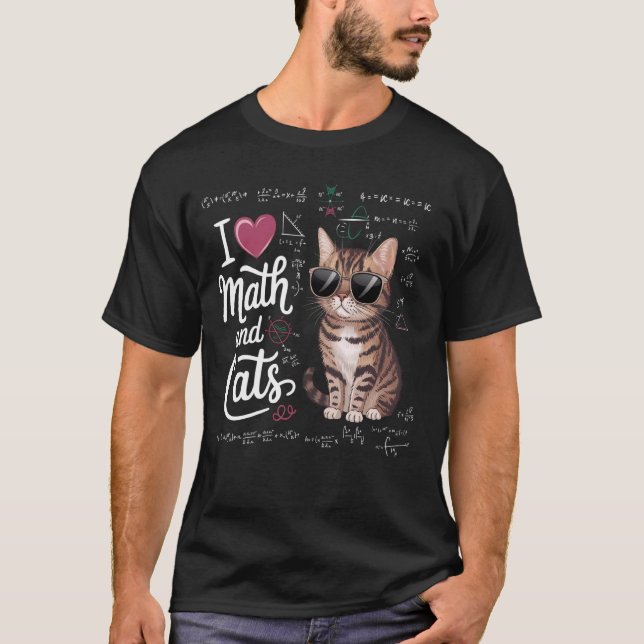 Camiseta Eu Amo Matemática e Gatos Professor Ensino de Mate (Frente)
