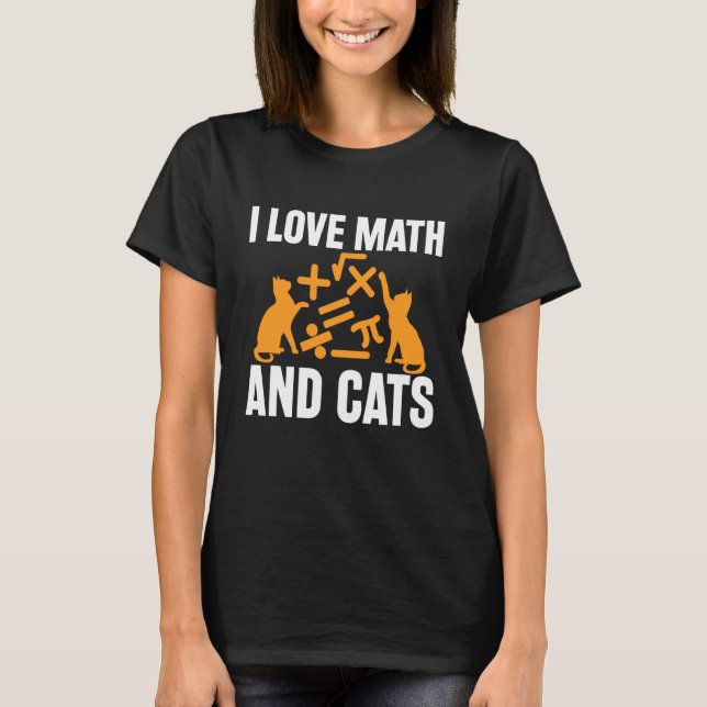Camiseta Eu Amo Matemática E Gatos, Professor Gato Fofo Fel (Frente)