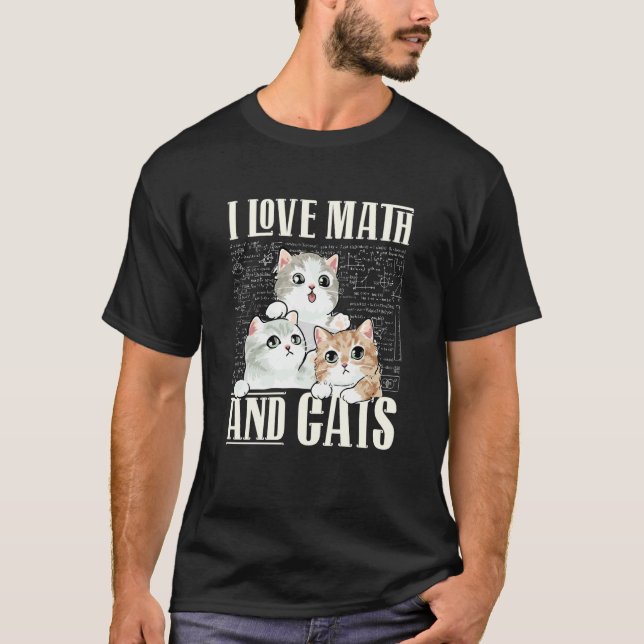 Camiseta Eu Amo Matemática E Gatos Professora De Matemática (Frente)