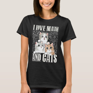Camiseta Eu Amo Matemática E Gatos Professora de Matemática