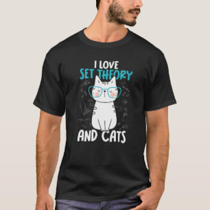 Camiseta Eu Amo Matemática e Gatos Teoria dos Conjuntos