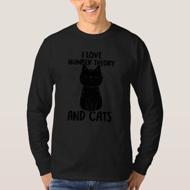 Camiseta Eu Amo Matemática e Gatos   Teoria dos Números (Frente)