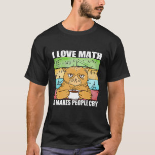 Camiseta Eu Amo Matemática Faz as Pessoas Chorarem Gato Mal