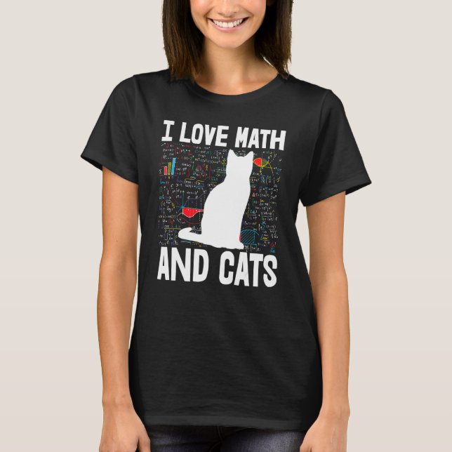 Camiseta Eu Amo Matemática & Gatos  Mathletics Infantil Amo (Frente)