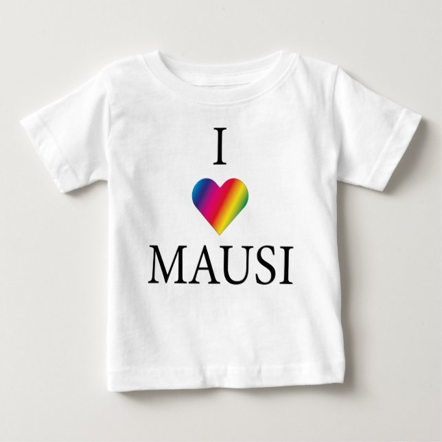 CAMISETA EU AMO MAUSI RAINBOK HEART (Frente)