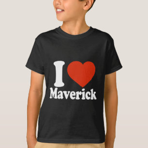 Camiseta Eu Amo Maverick, Eu Adoro Maverick, Coração Vermel