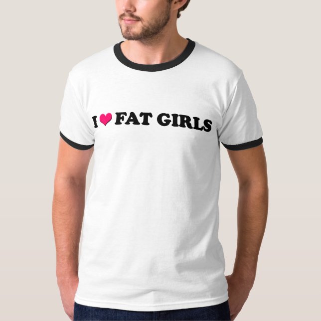 Camiseta Eu amo meninas gordas - T XL da campainha (Frente)