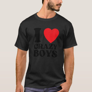 Camiseta Eu Amo Meninos Loucos, Eu Coração Vermelho, Menino