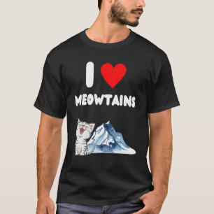 Camiseta Eu amo meowtains gato ao ar livre e montanha tro
