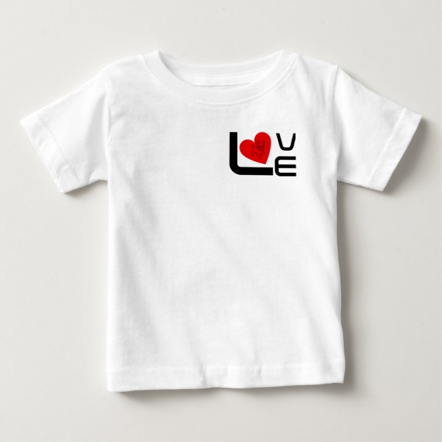 Camiseta Eu amo meu adorável Bulldog Francês Hart (Frente)