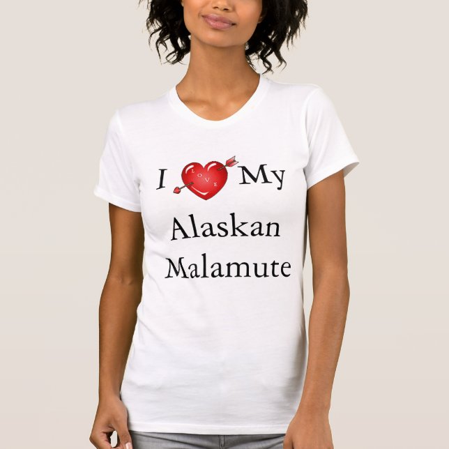 Camiseta Eu Amo Meu Alaskan Malamute 2 (Frente)