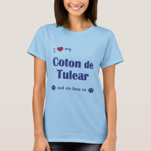 Camiseta Eu amo meu algodão de Tulear (o cão fêmea)