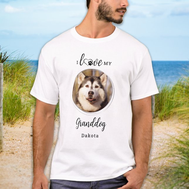 Camiseta Eu Amo Meu Avô Avô Personalizado Foto De Pet (Criador carregado)