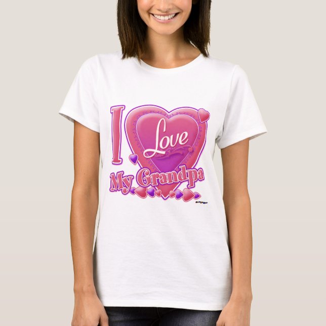 Camiseta Eu amo meu avô, rosa/roxo, coração (Frente)