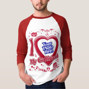 Camiseta Eu Amo Meu Beijo De Coração Vermelho Com Foto Namo