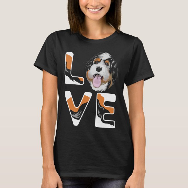 Camiseta Eu Amo Meu Bernedoodle Cute Bernedoodle (Frente)