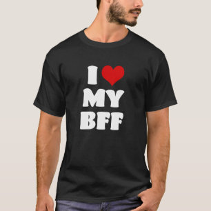 Camiseta Eu Amo MEU BFF Bestie I Heart Melhor Amigo Coração