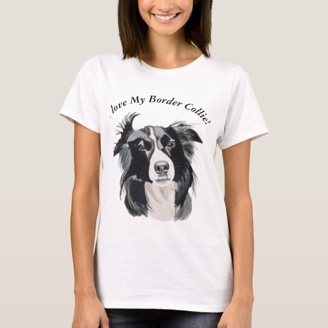 Camiseta Eu amo meu border collie (Frente)