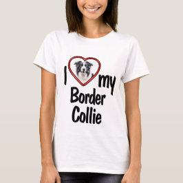 Camiseta Eu Amo Meu Border Collie - Moldura de Foto de Cora