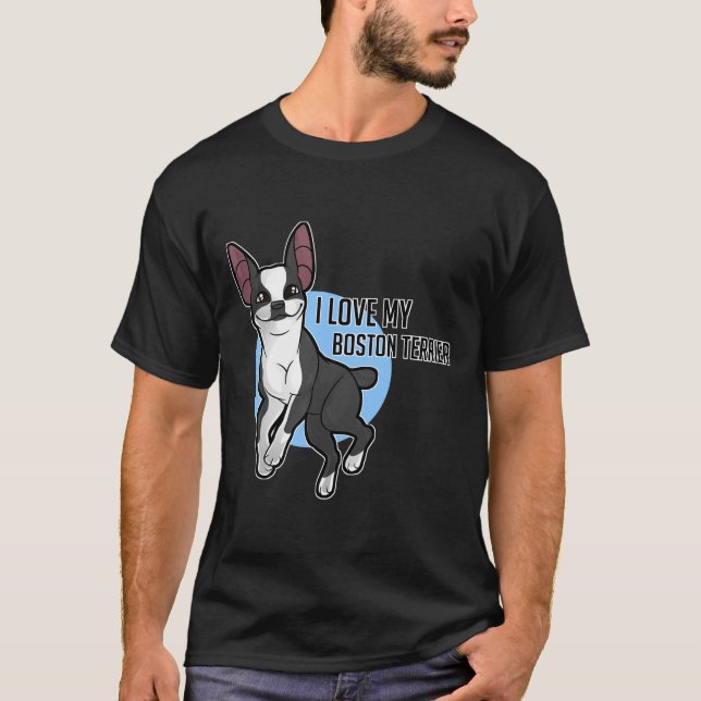 Camiseta Eu Amo Meu Boston Terrier (Frente)