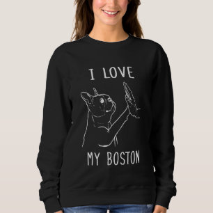 Camiseta Eu Amo Meu Boston Terrier Mãe Boston Terrier Pai B