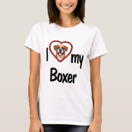 Camiseta Eu Amo Meu Boxer Cute Sweet Heart Moldura de Foto
