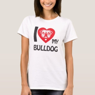 Camiseta Eu Amo Meu Bulldog - Engraçado E Bonito Presente D