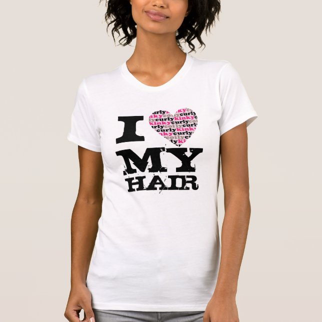 Camiseta Eu amo MEU cabelo - kinkycurlyheart (Frente)