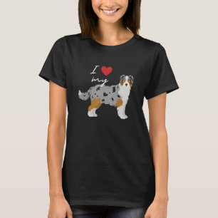 Camiseta Eu Amo Meu Cachorro Australiano Merle Azul