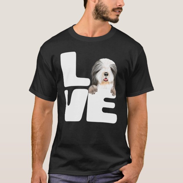 Camiseta Eu Amo Meu Cachorro Bearded Collie (Frente)