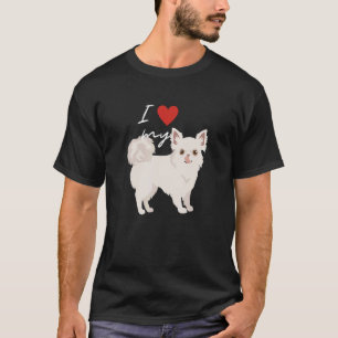 Camiseta Eu Amo Meu Cachorro Chihuahua Branco De Cabelo Lon