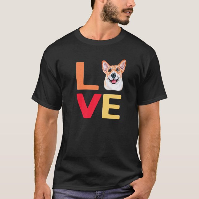 Camiseta Eu Amo Meu Cachorro Corgi -Diversão Com Animais Pr (Frente)