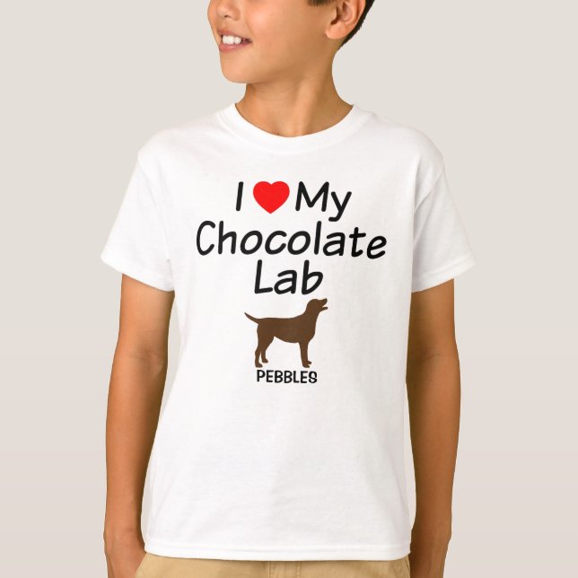 Camiseta Eu Amo Meu Cachorro De Chocolate (Frente)