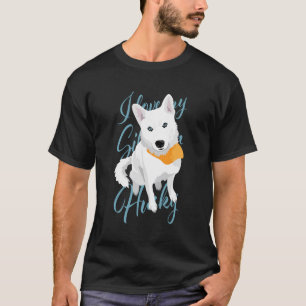 Camiseta Eu Amo Meu Cachorro De Neve Branco Siberiano Com A