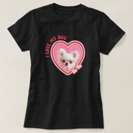 Camiseta Eu Amo Meu Cachorro Foto Personalizada Preto