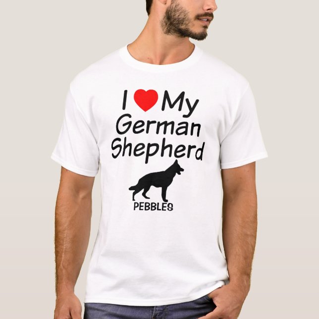 Camiseta Eu Amo Meu Cachorro German shepherd (Frente)